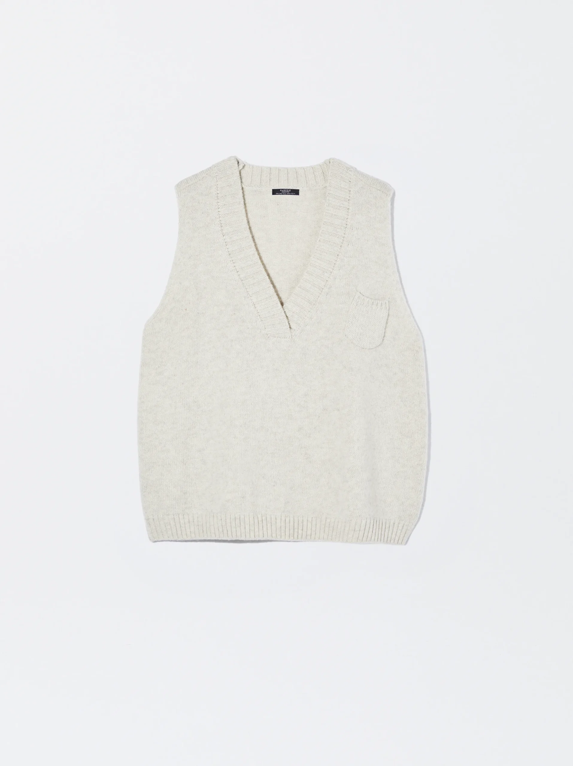 PARFOIS Chaleco De Punto Con Cuello De Pico Beige Clearance