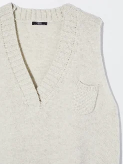 PARFOIS Chaleco De Punto Con Cuello De Pico Beige Clearance