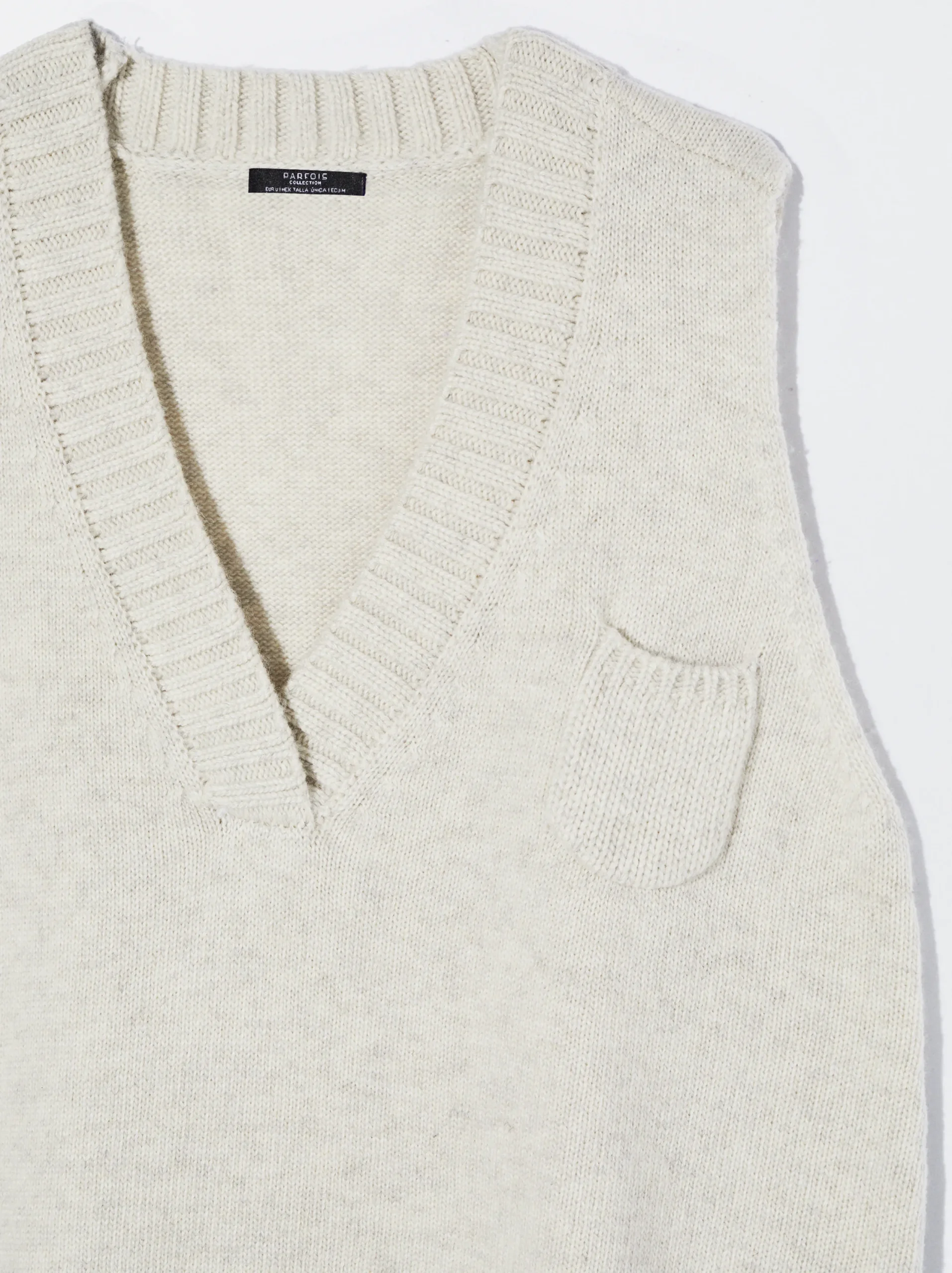 PARFOIS Chaleco De Punto Con Cuello De Pico Beige Clearance