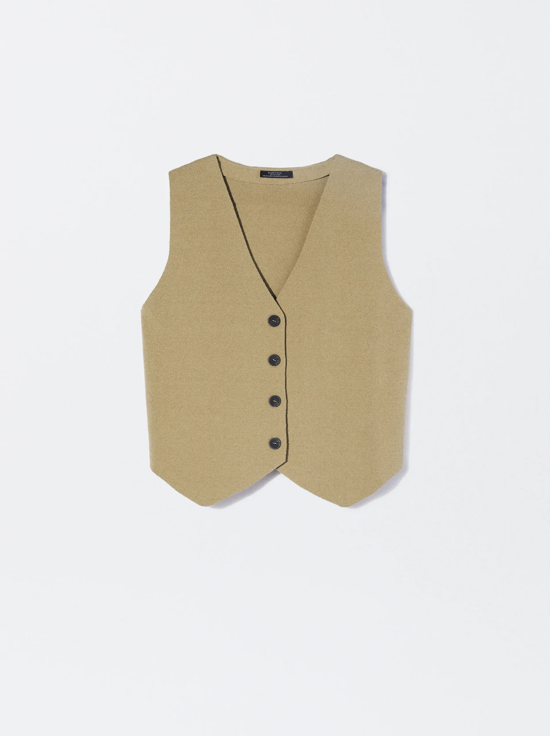 PARFOIS Chaleco De Punto Con Cuello De Pico Camel Flash Sale