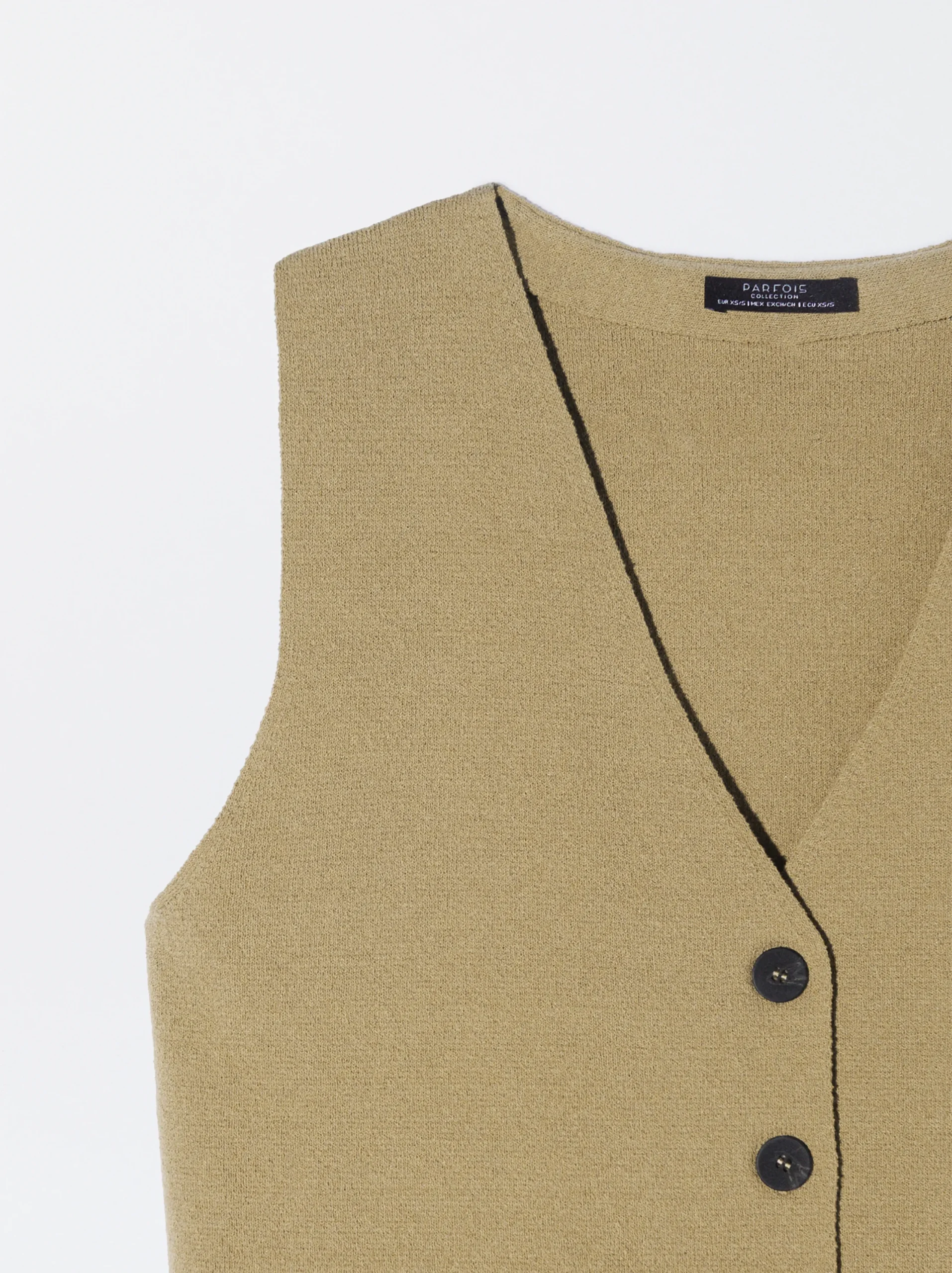 PARFOIS Chaleco De Punto Con Cuello De Pico Camel Flash Sale