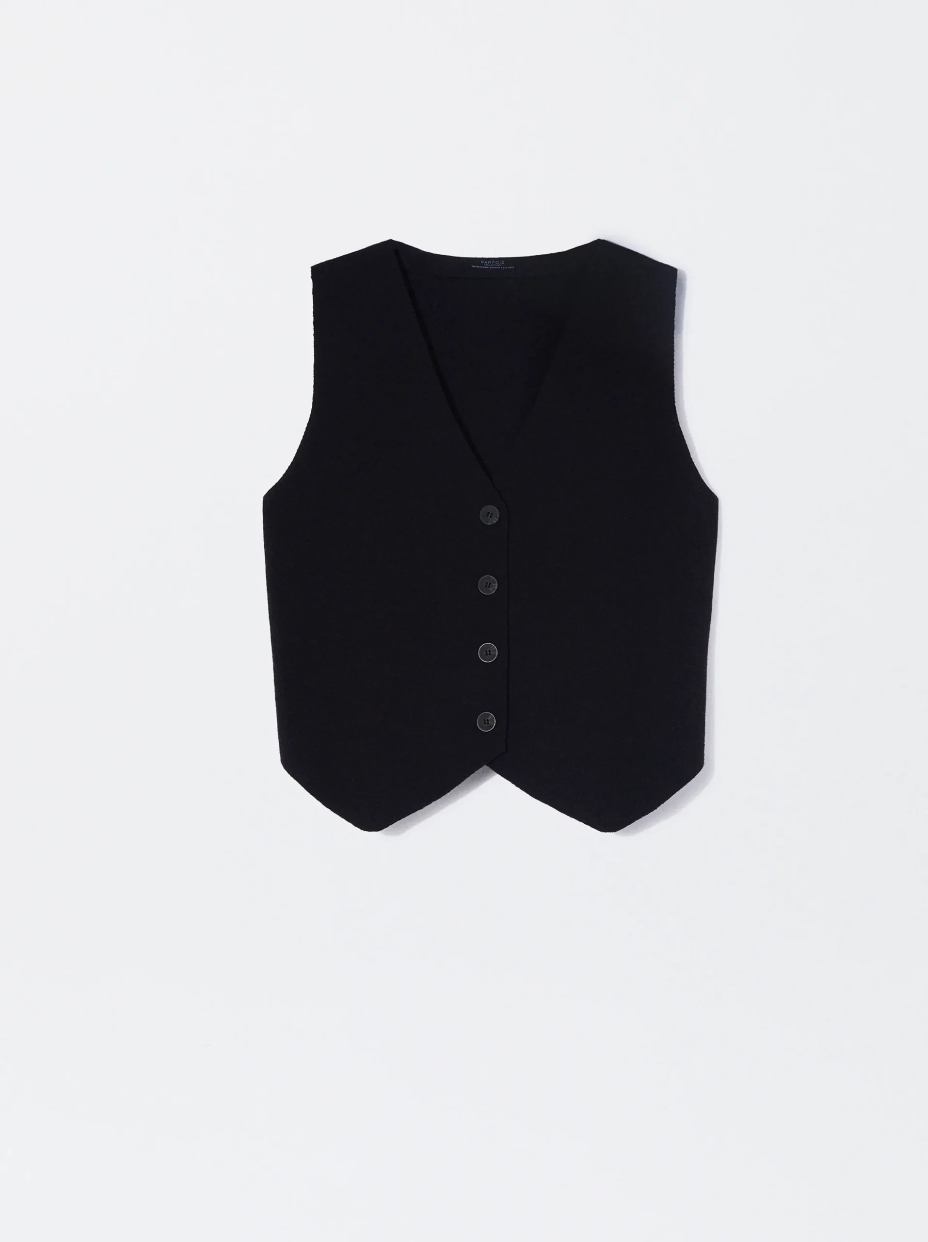 PARFOIS Chaleco De Punto Con Cuello De Pico Negro Best