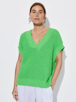 PARFOIS Chaleco De Punto Cuello De Pico Verde Store