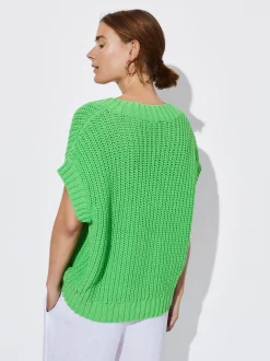 PARFOIS Chaleco De Punto Cuello De Pico Verde Store