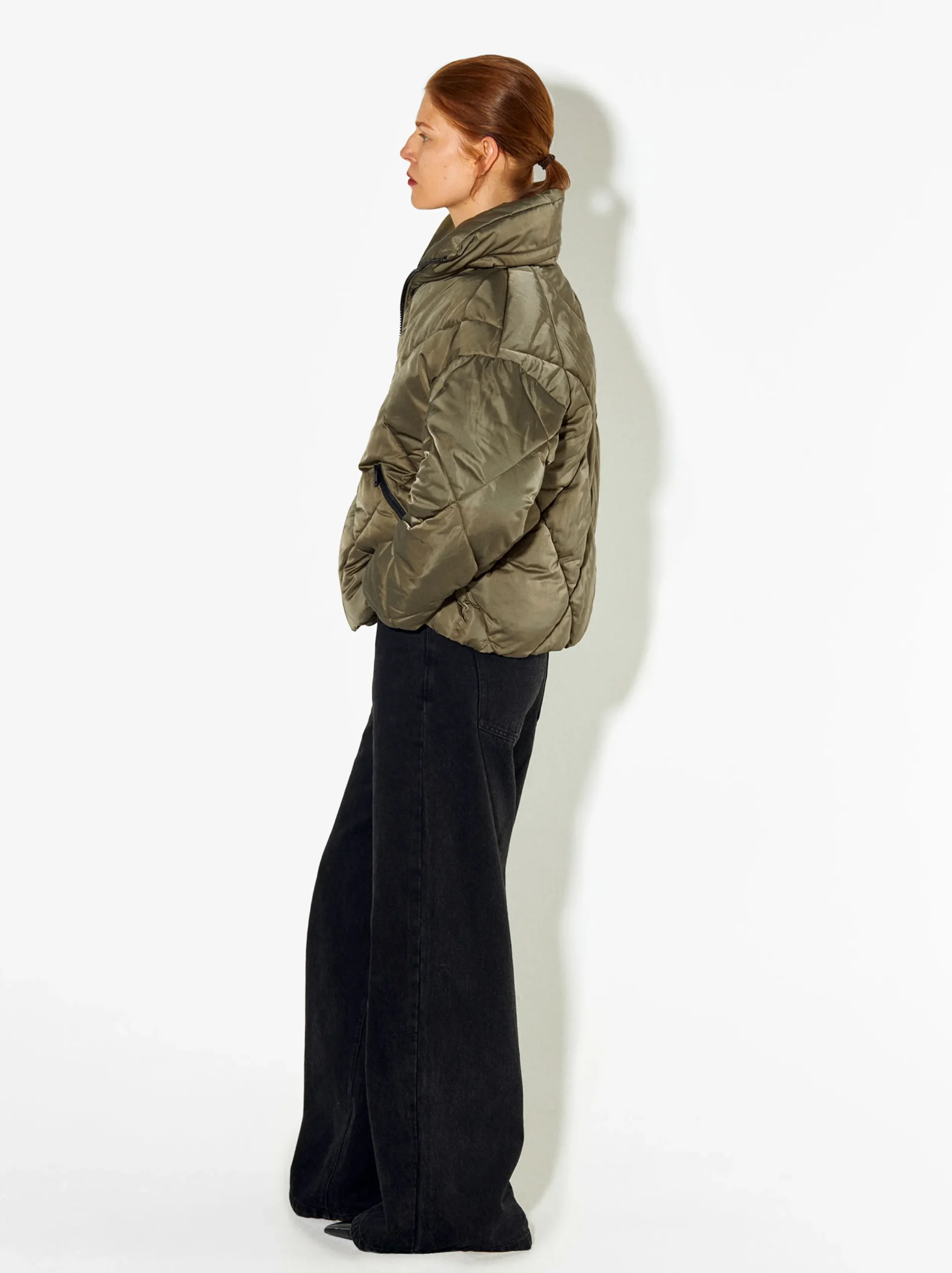 PARFOIS Chaqueta Acolchada De Cuello Alto Caqui Flash Sale