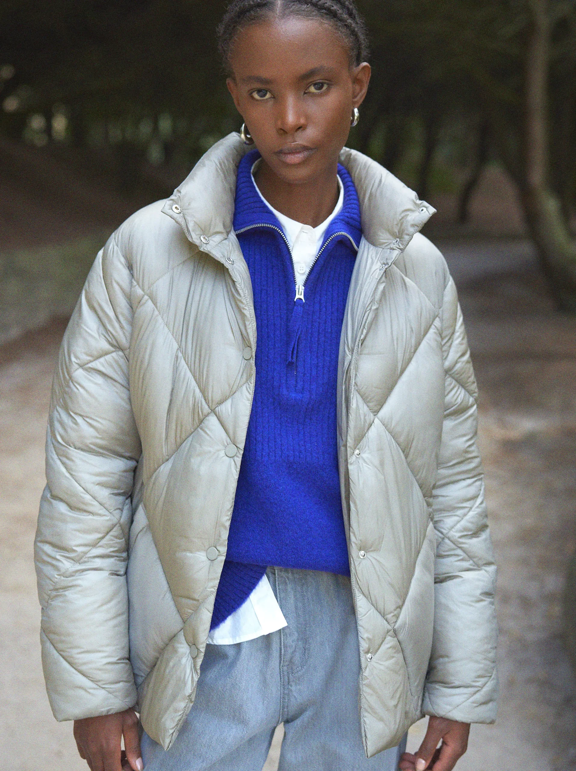 PARFOIS Chaqueta Acolchada De Cuello Alto Verde Best Sale