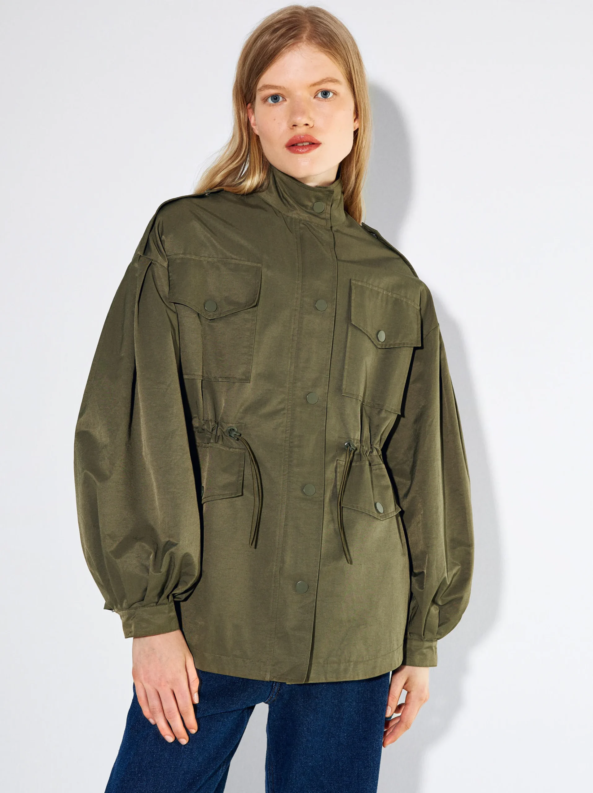 PARFOIS Chaqueta Estructura Botones Caqui New