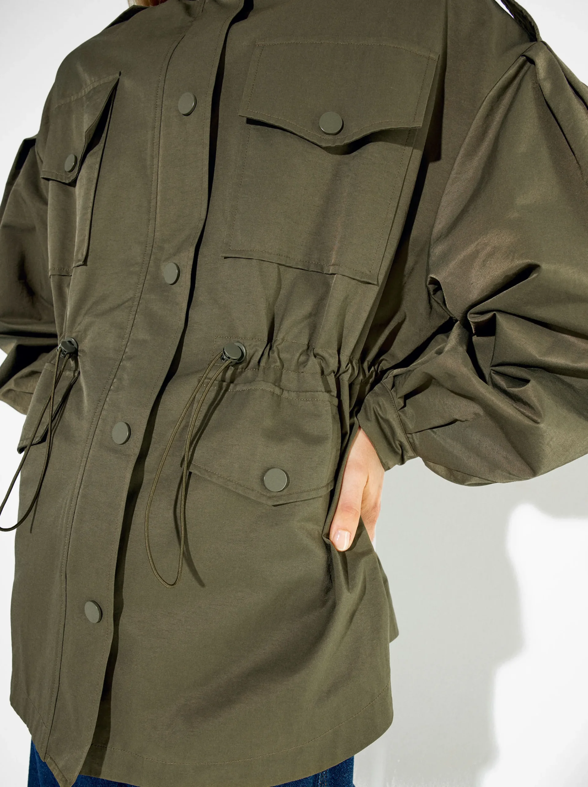 PARFOIS Chaqueta Estructura Botones Caqui New