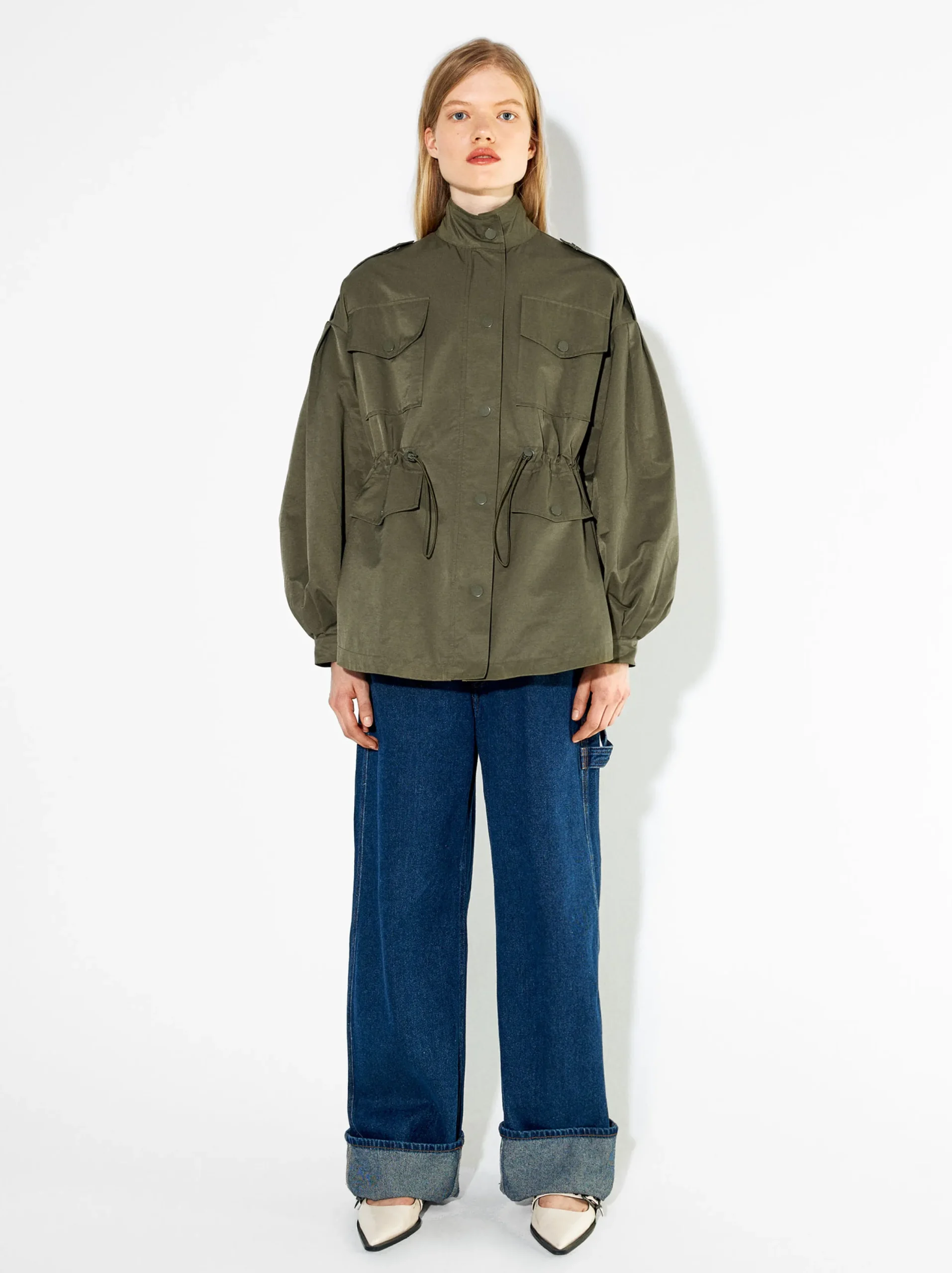 PARFOIS Chaqueta Estructura Botones Caqui New
