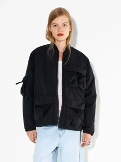 PARFOIS Chaqueta Leve Con Bolsillos Negro Cheap