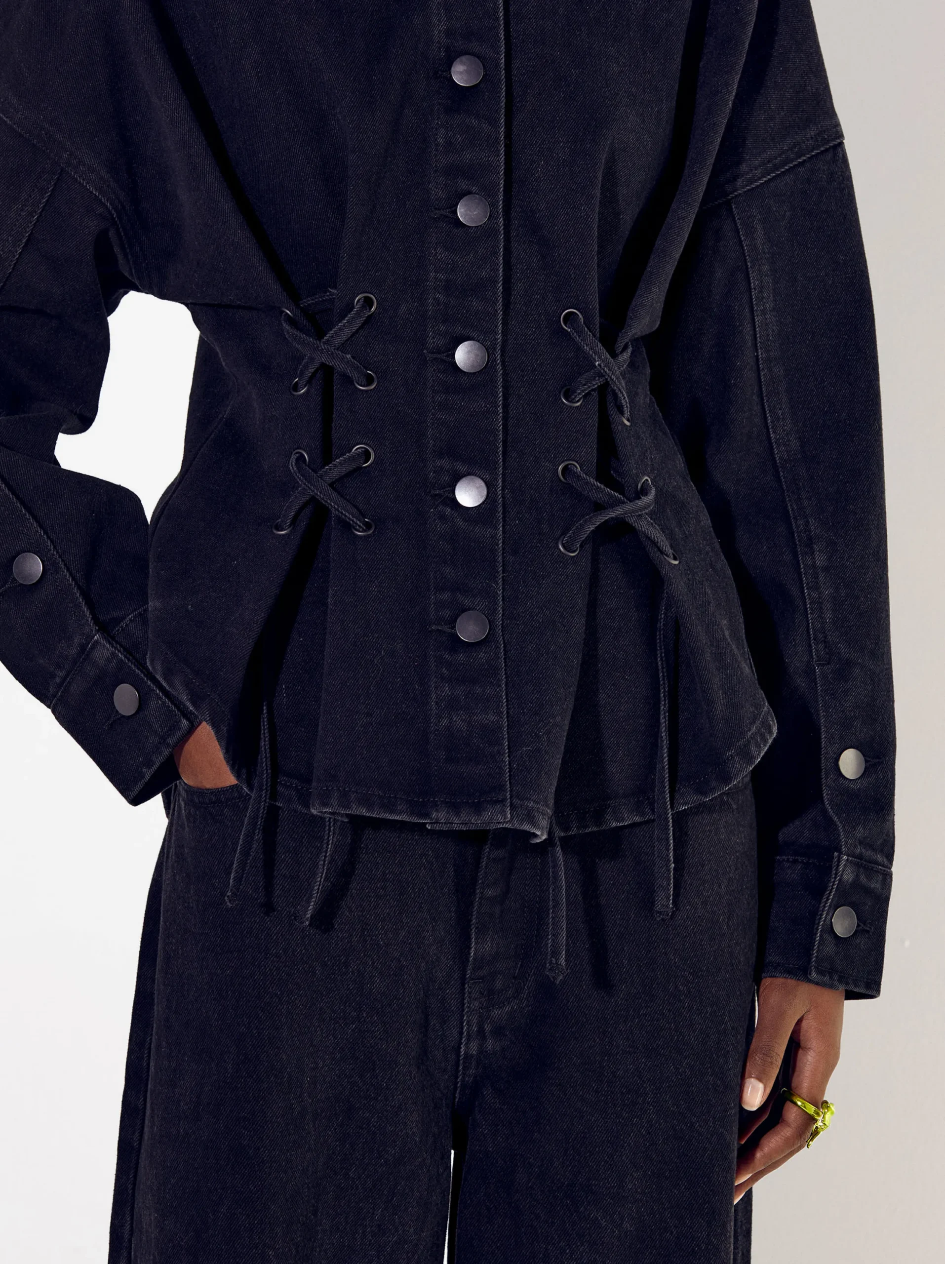 PARFOIS Chaqueta Vaquera Con Cordones Gris Clearance