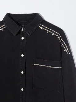 PARFOIS Chaqueta Vaquera Con Cristales Negro Hot