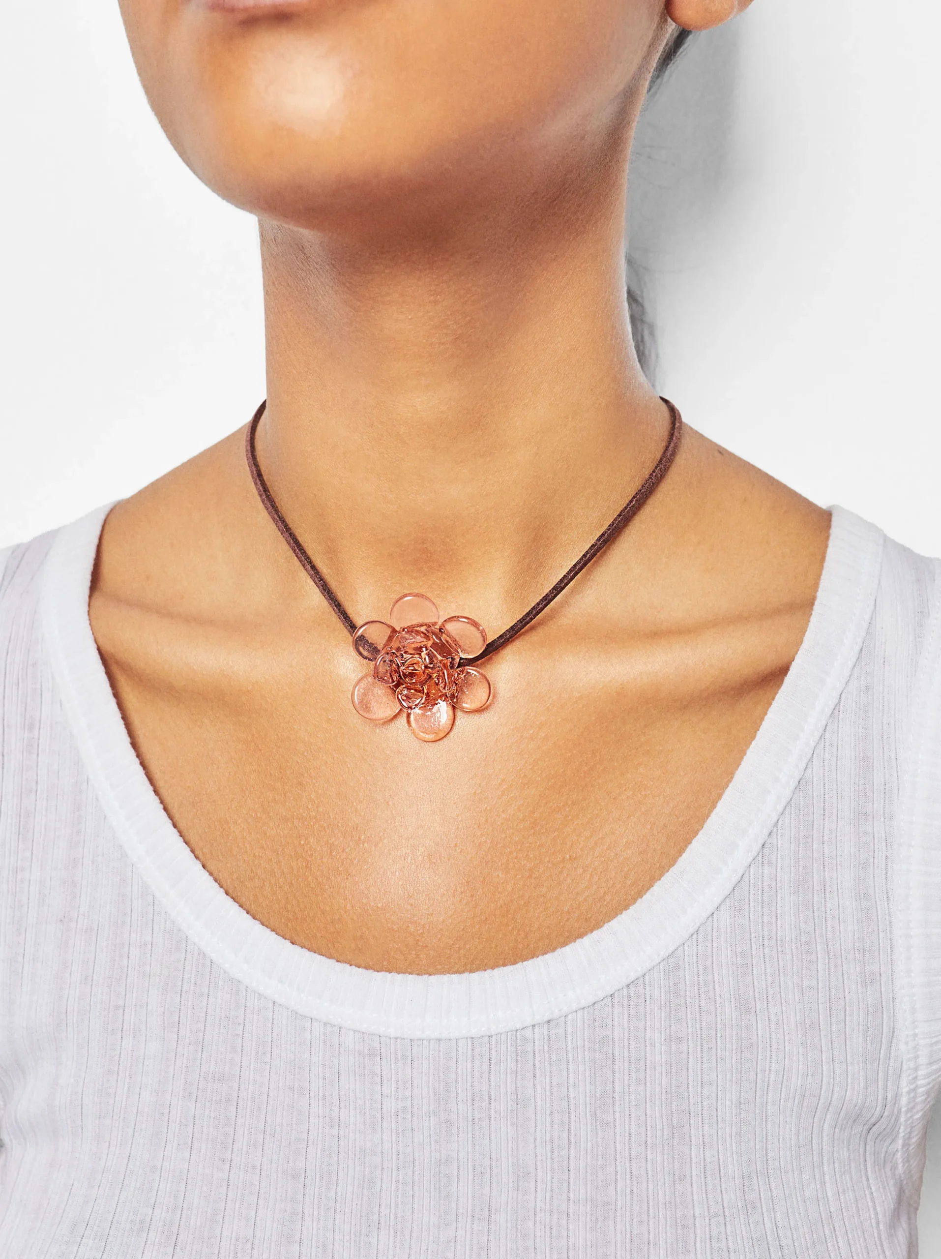 PARFOIS Chocker Piel Flor Cristal Rosa Hot