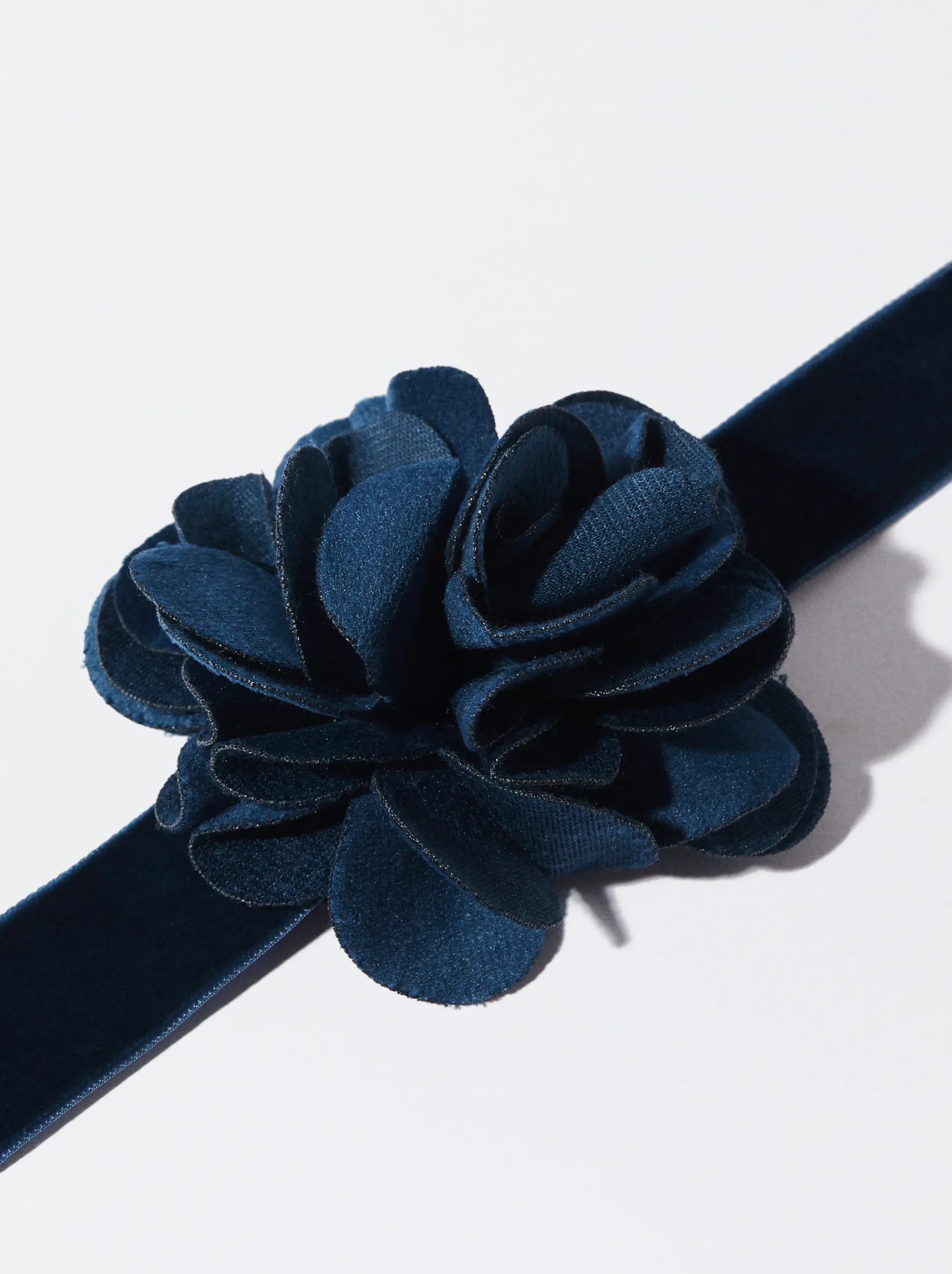 PARFOIS Choker Flor Terciopelo Azul Cheap