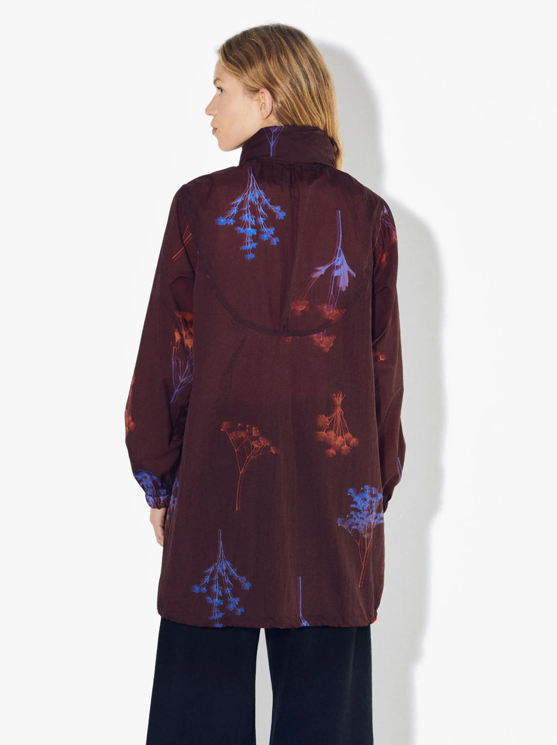 PARFOIS Chubasquero Estampado Con Capucha Burdeos Cheap