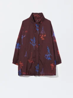 PARFOIS Chubasquero Estampado Con Capucha Burdeos Cheap