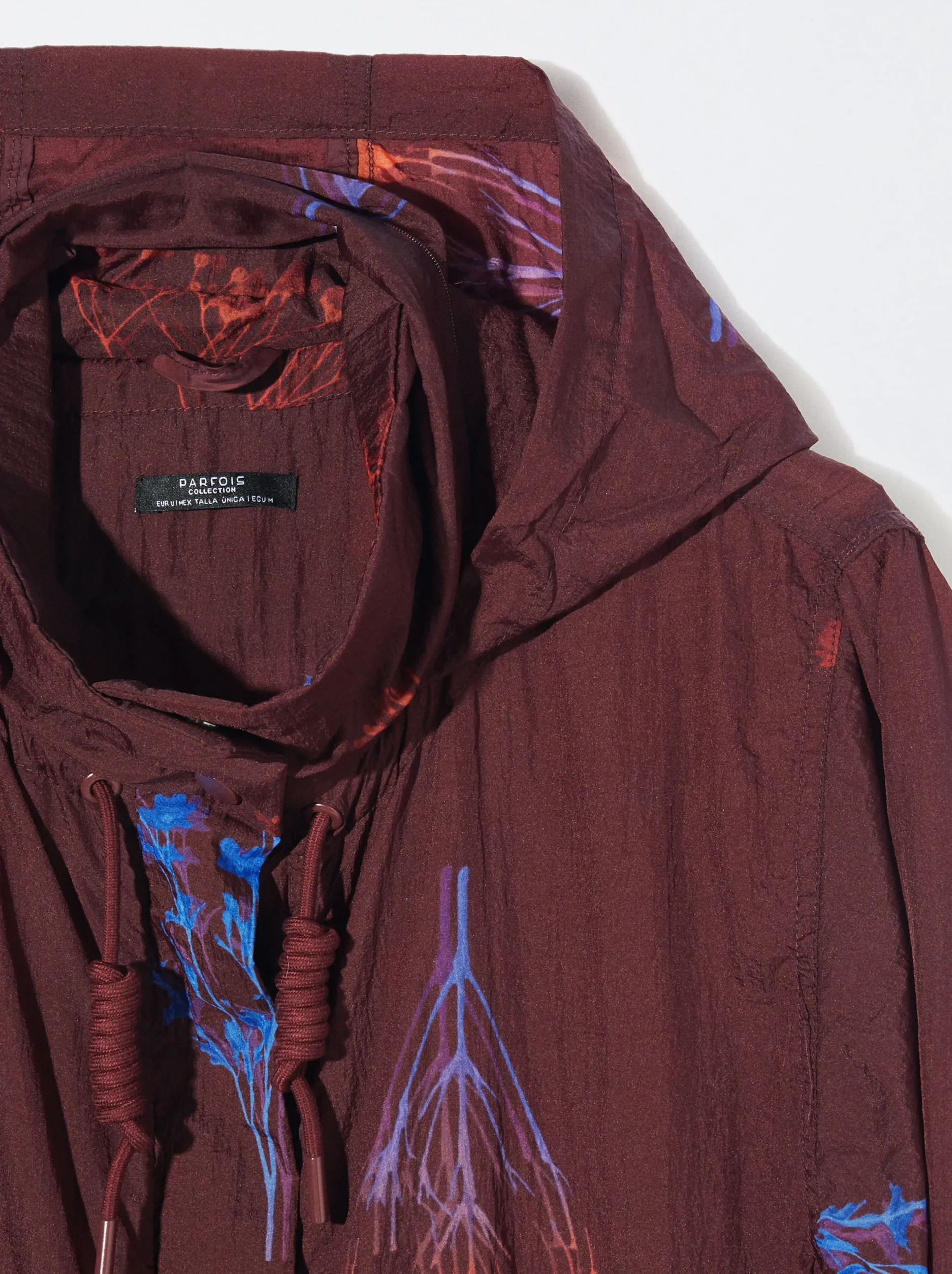 PARFOIS Chubasquero Estampado Con Capucha Burdeos Cheap