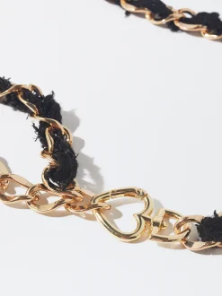 PARFOIS Cintur&oacute;n Met&aacute;lico Eslabones Dorado Negro Cheap