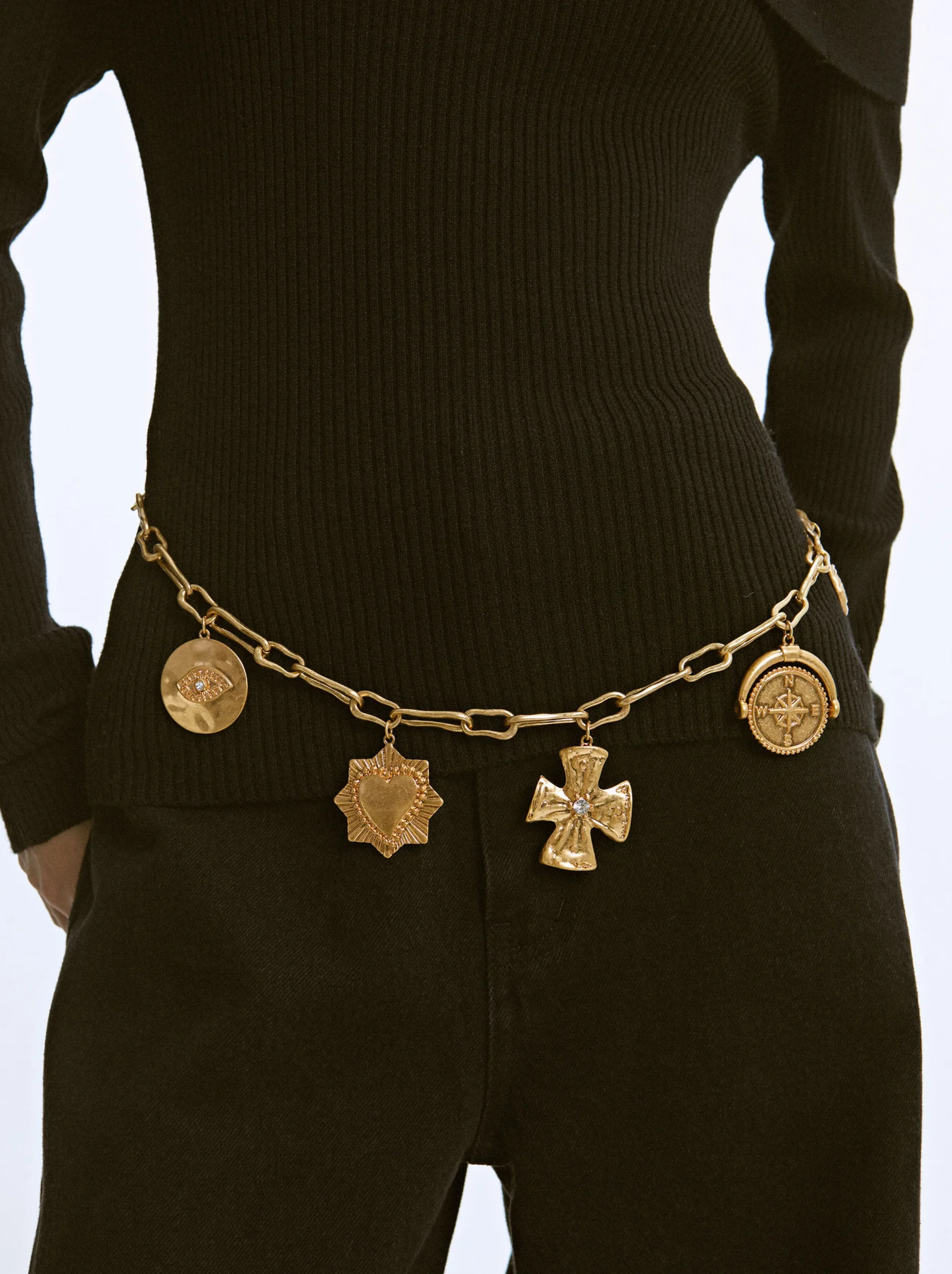 PARFOIS Cinturón Metálico Con Charms Dorado Clearance