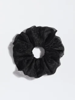 PARFOIS Coletero Fruncido 100% Seda Negro Outlet