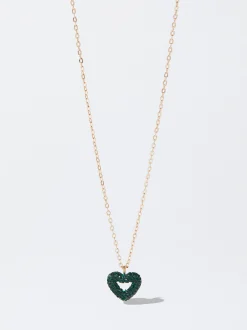 PARFOIS Collar Cadena Corazón Con Cristales Verde Discount