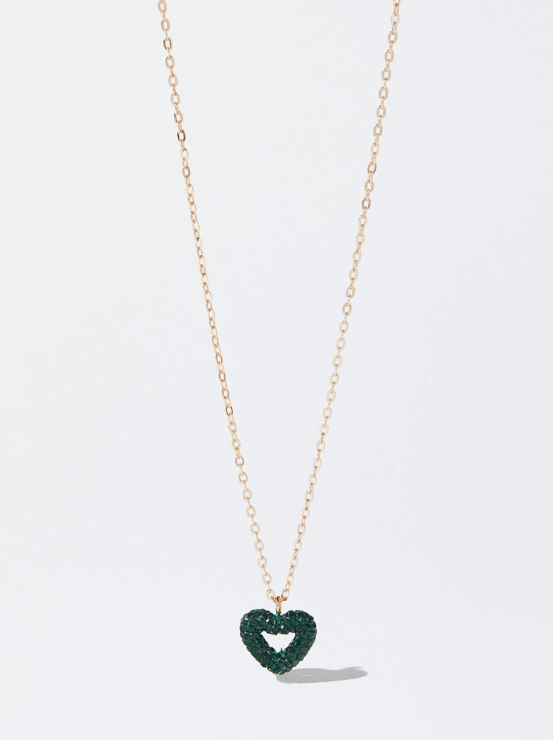 PARFOIS Collar Cadena Corazón Con Cristales Verde Discount