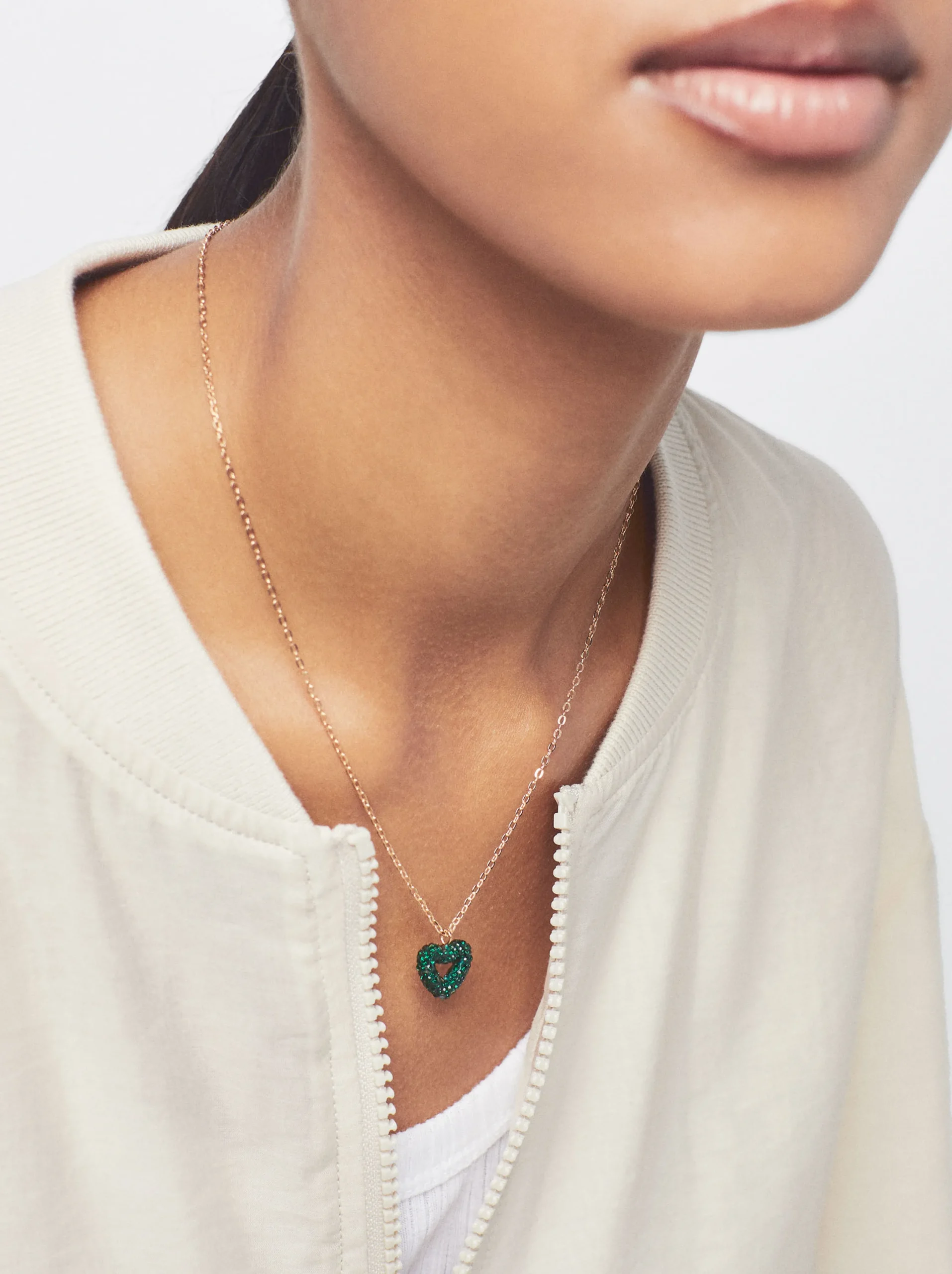 PARFOIS Collar Cadena Corazón Con Cristales Verde Discount