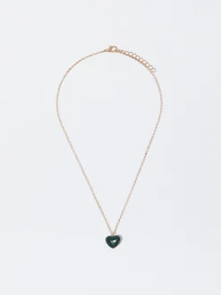 PARFOIS Collar Cadena Corazón Con Cristales Verde Discount