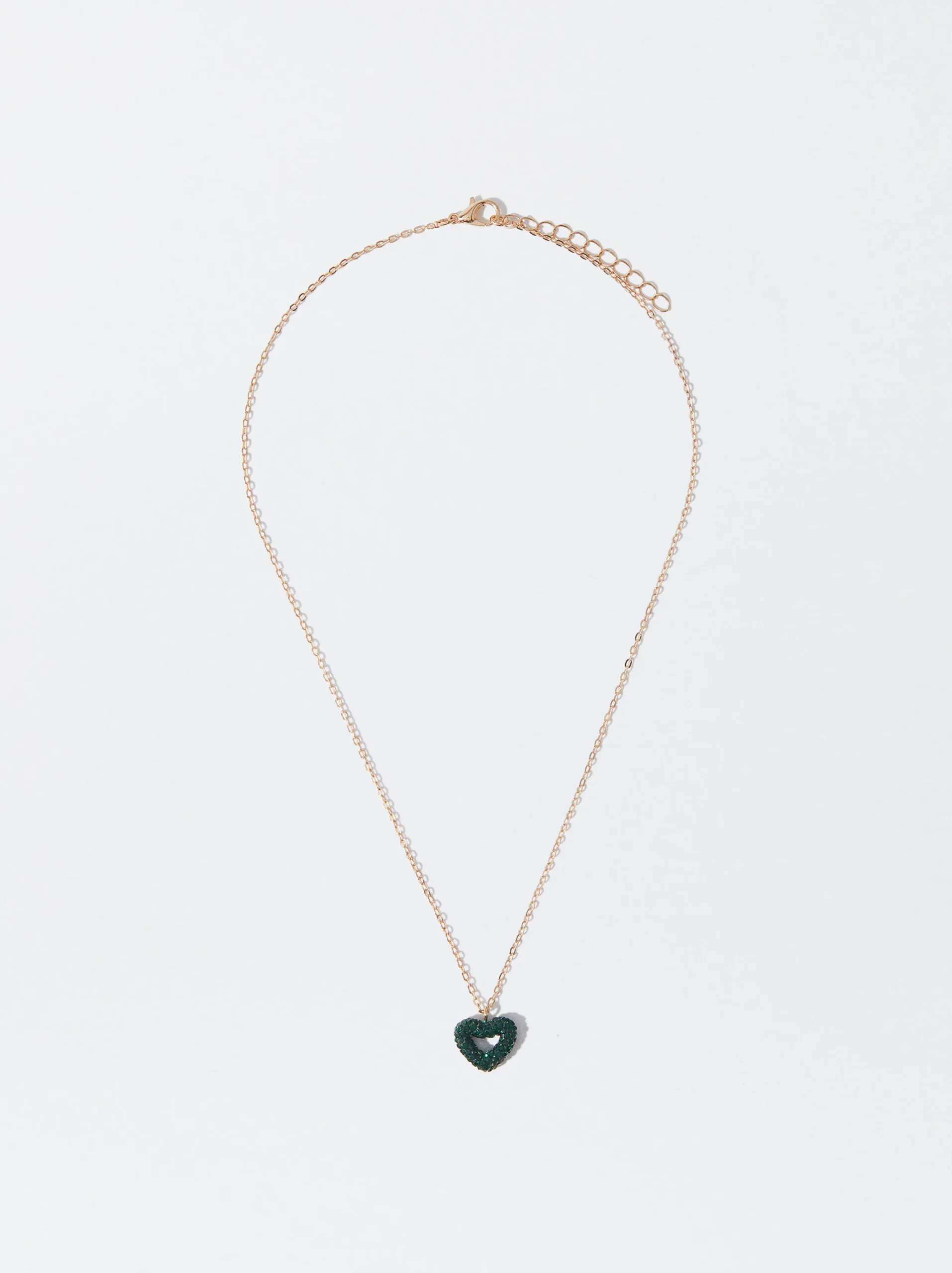 PARFOIS Collar Cadena Corazón Con Cristales Verde Discount