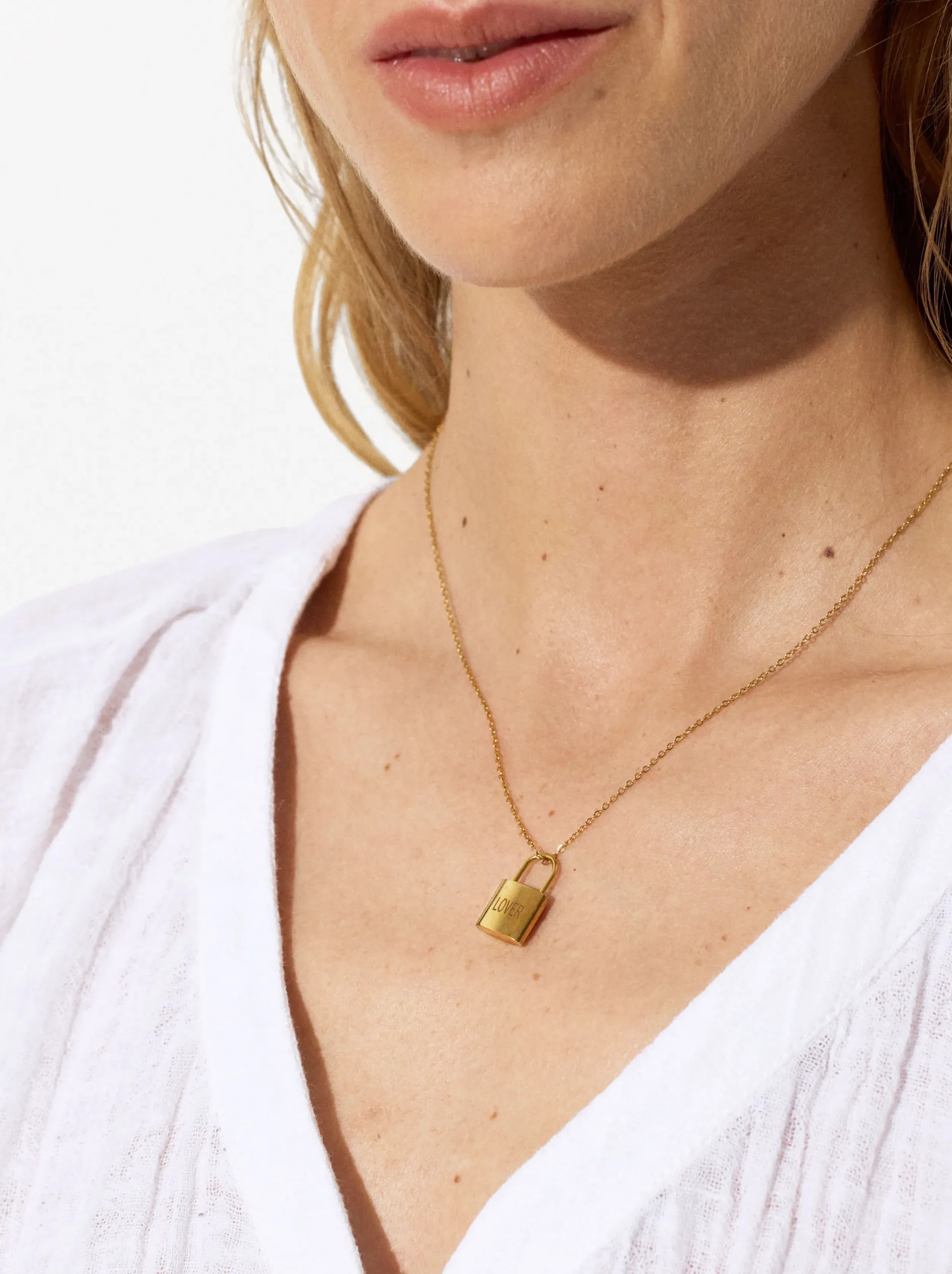 PARFOIS Collar Candado De Acero Personalizable Dorado Best