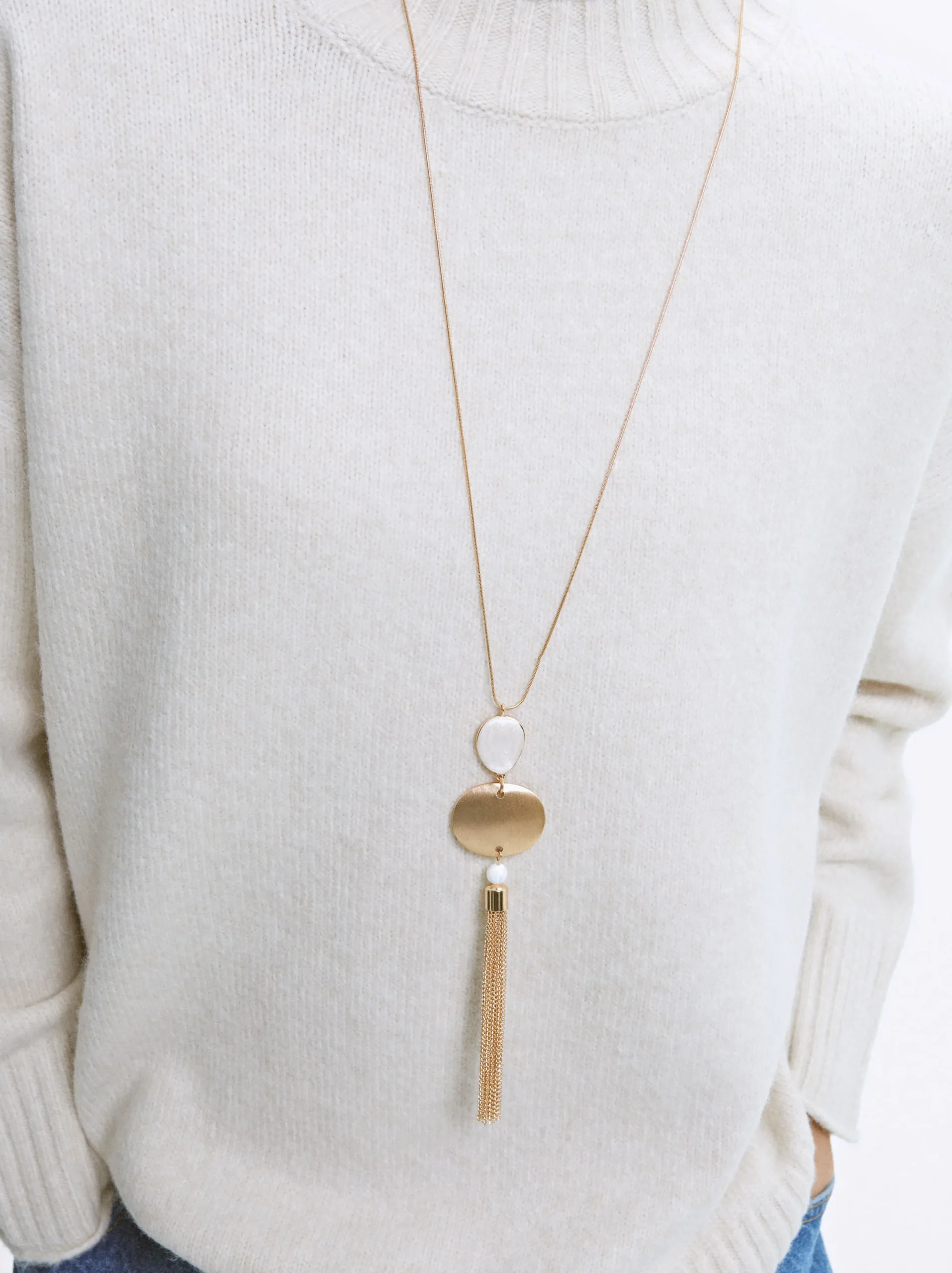 PARFOIS Collar Colgante De Esmalte Beige Clearance