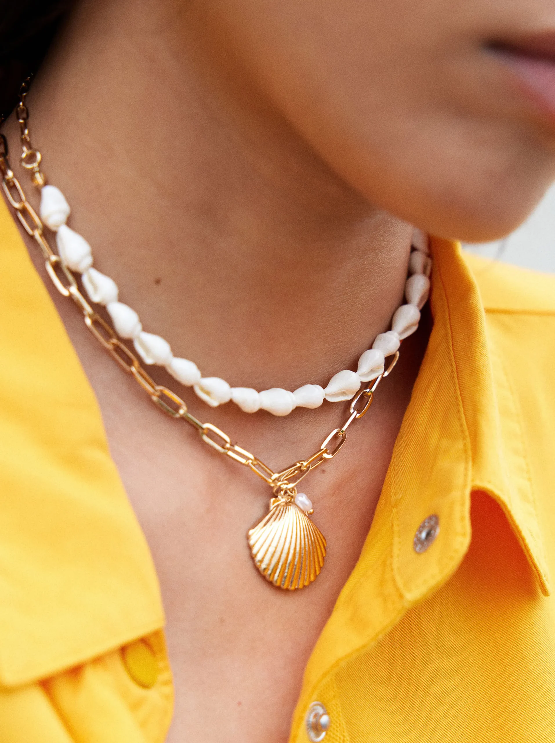PARFOIS Collar Con Conchas Dorado Cheap
