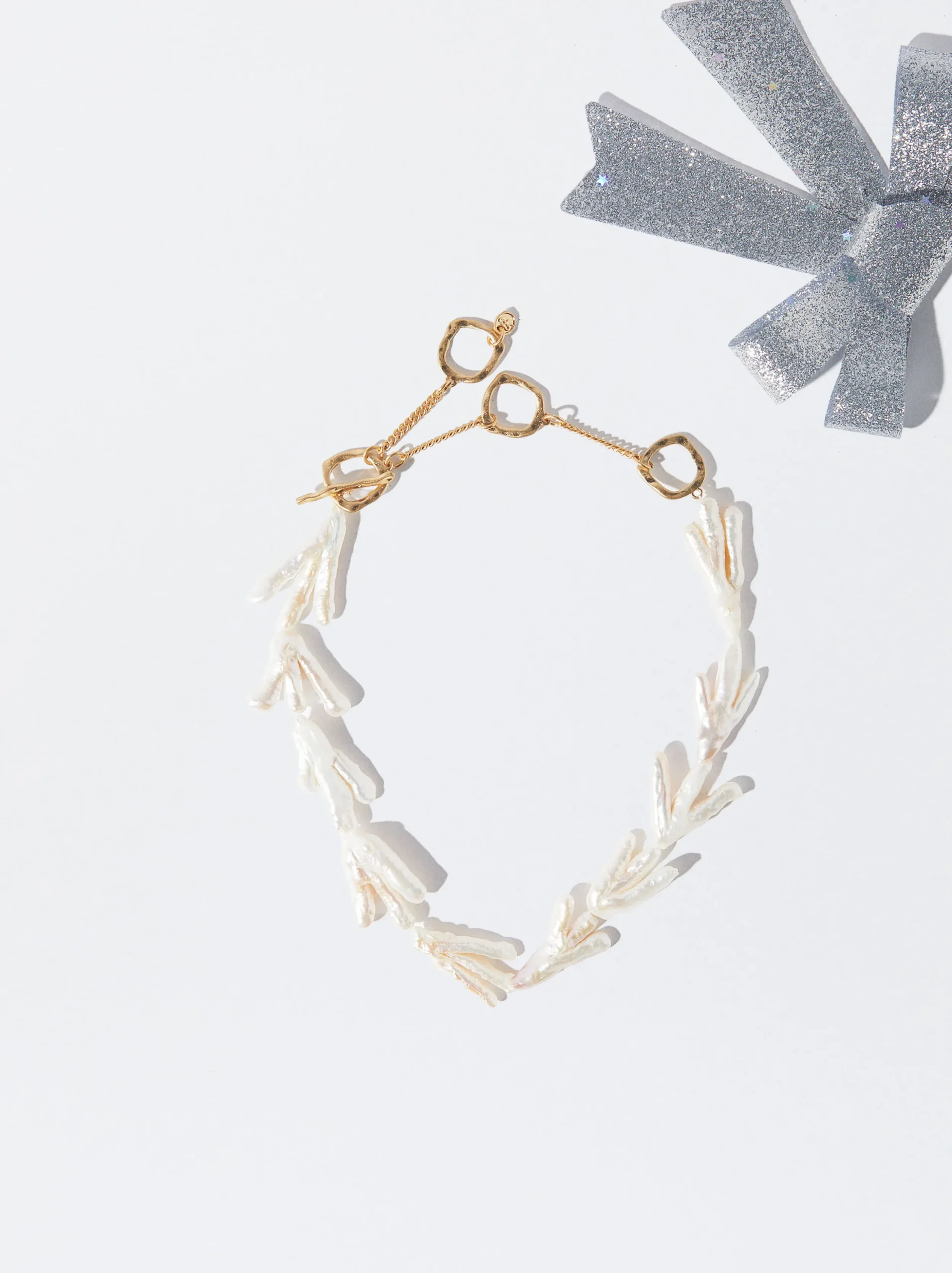 PARFOIS Collar Con Perla De Agua Dulce Dorado Online