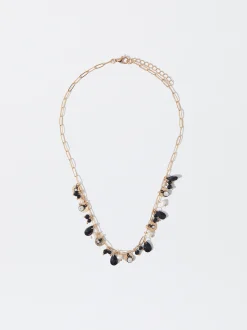 PARFOIS Collar Con Perlas Y Piedras Negro Shop