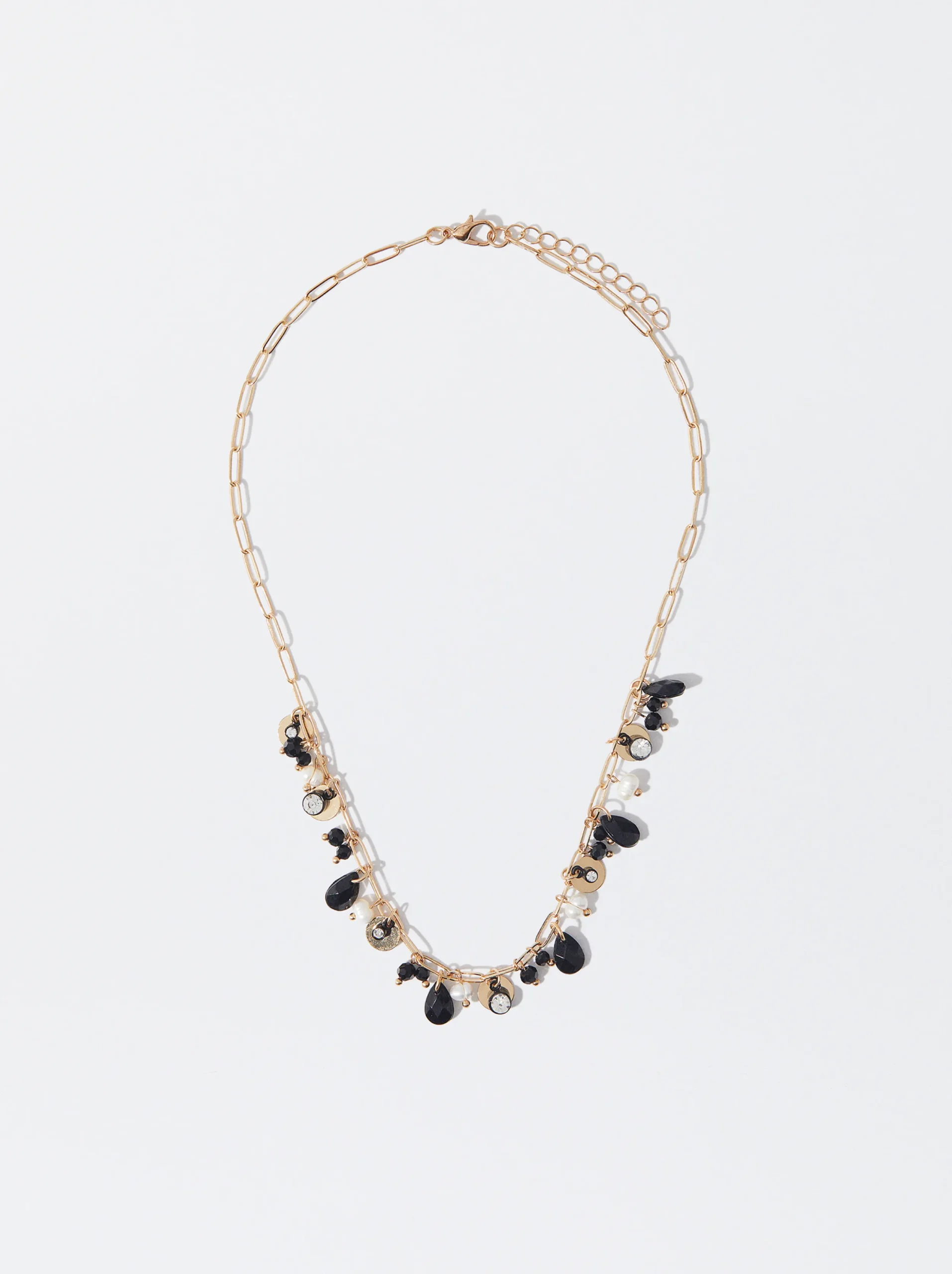 PARFOIS Collar Con Perlas Y Piedras Negro Shop