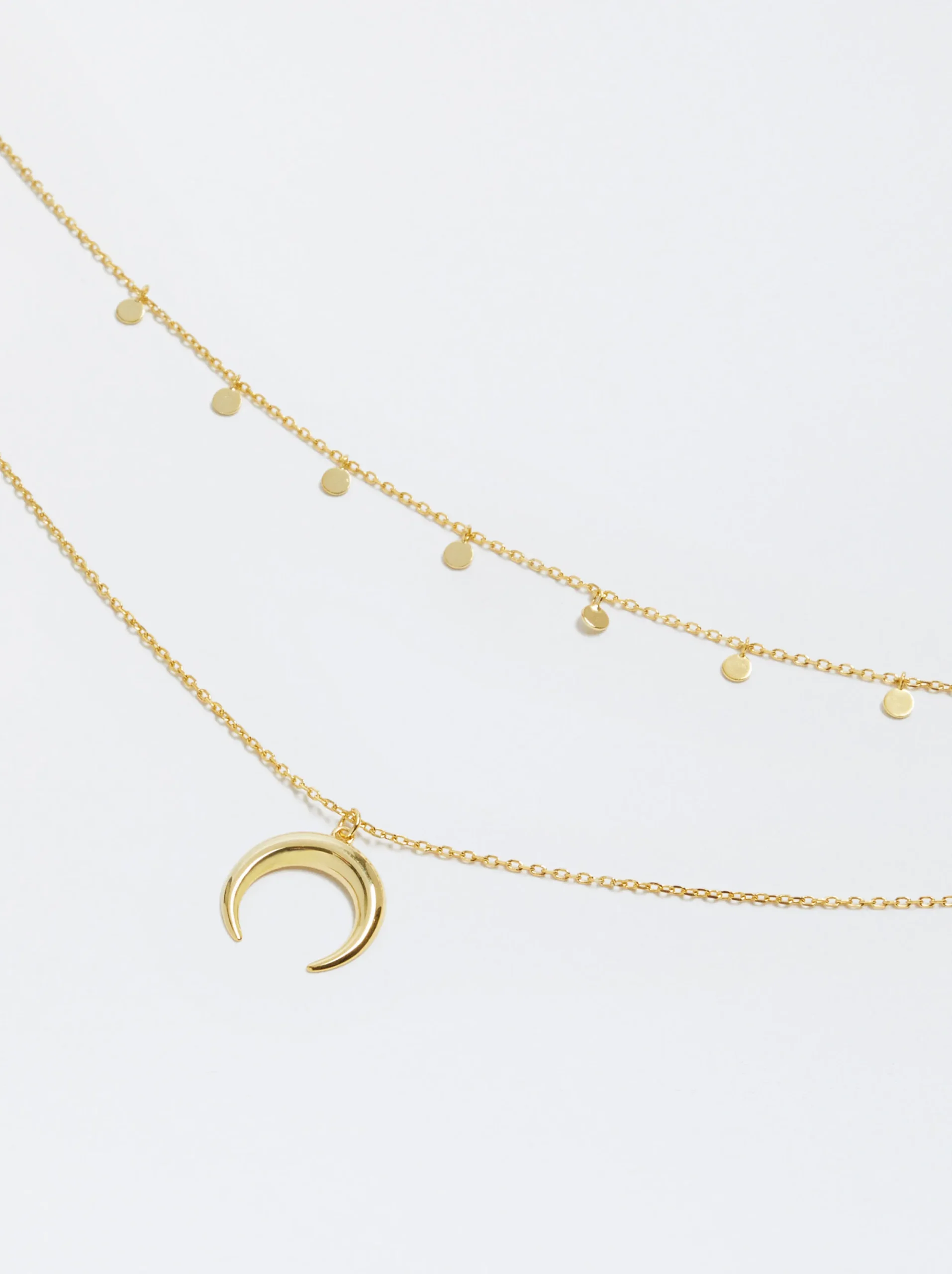 PARFOIS Collar Corto De Plata 925 Con Cuerno Dorado New