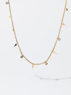 PARFOIS Collar De Acero Con Circonitas Dorado Hot