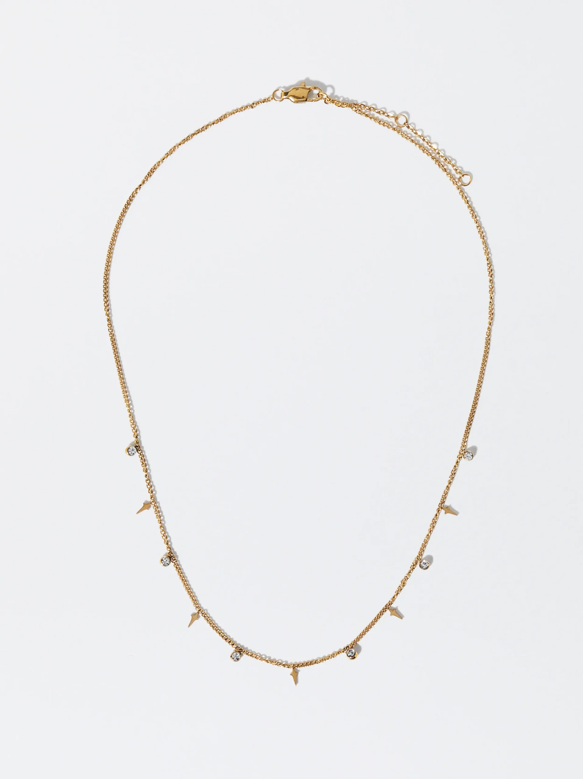 PARFOIS Collar De Acero Con Circonitas Dorado Hot