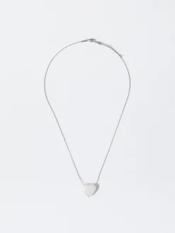 PARFOIS Collar De Acero Con Corazón Plateado Flash Sale