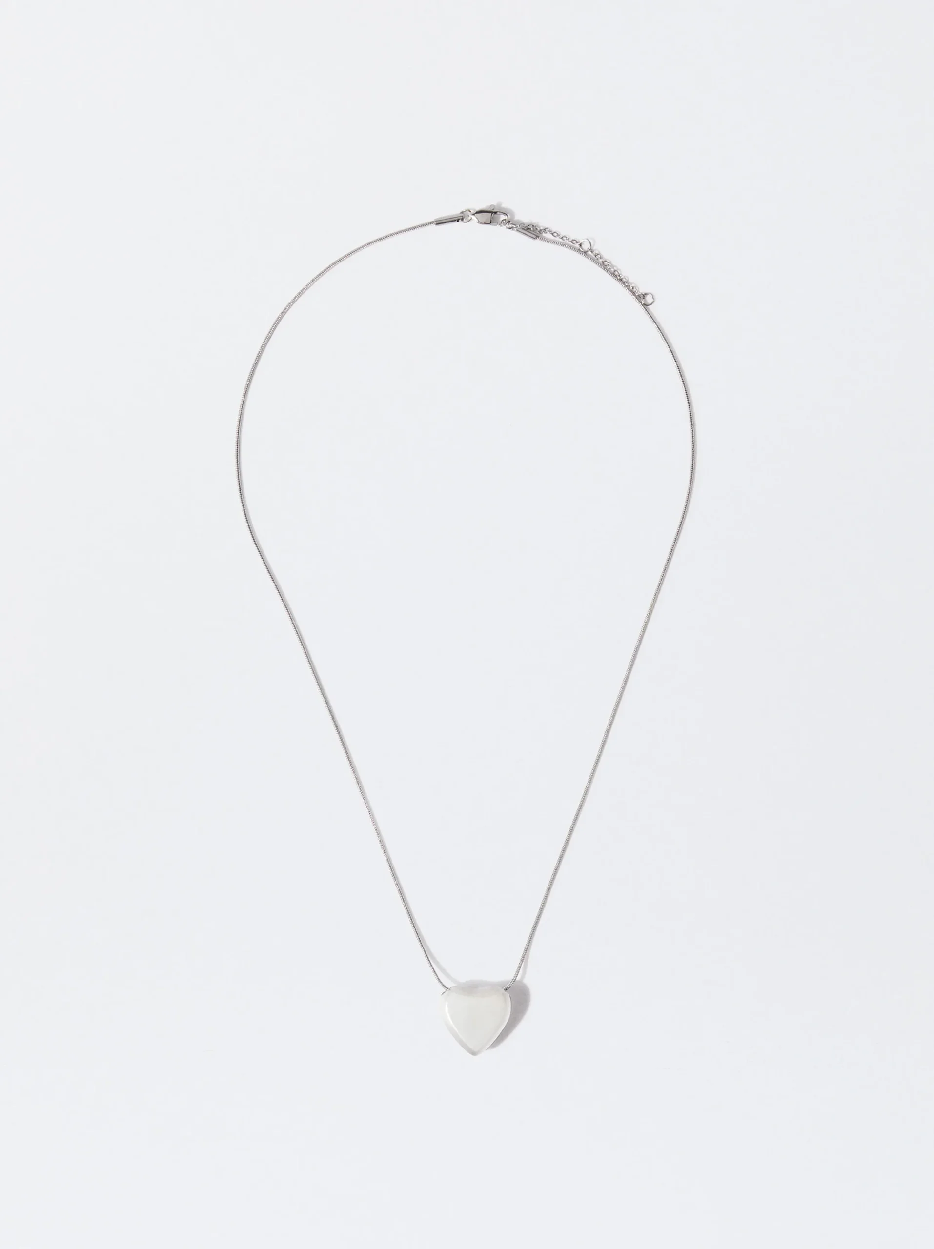 PARFOIS Collar De Acero Con Corazón Plateado Flash Sale