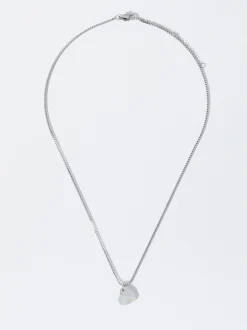 PARFOIS Collar De Acero Con Corazón Plateado Clearance