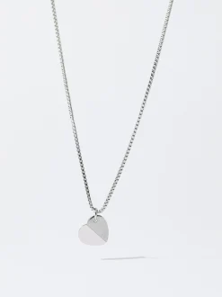 PARFOIS Collar De Acero Con Coraz&oacute;n Plateado Clearance