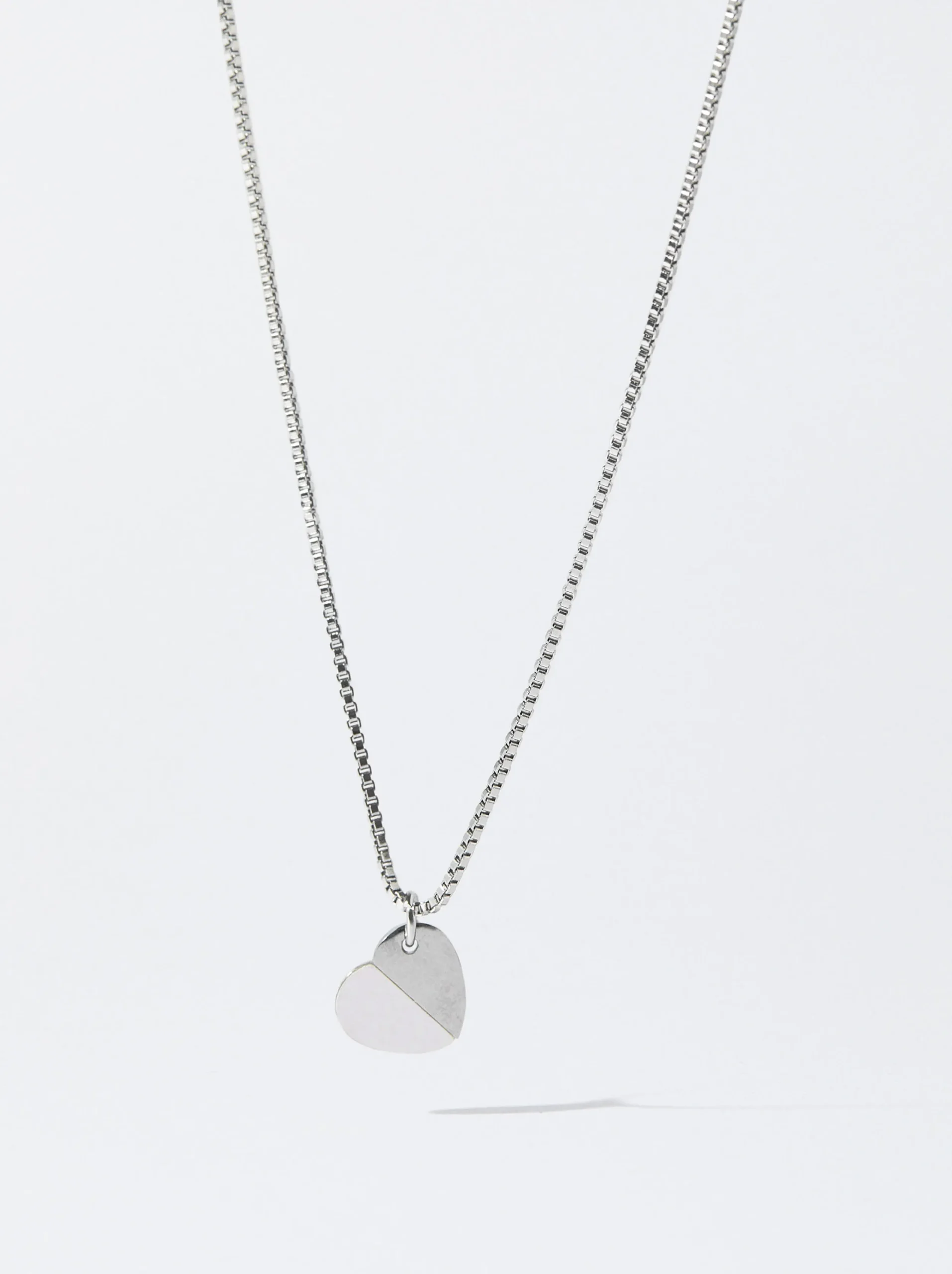 PARFOIS Collar De Acero Con Corazón Plateado Clearance
