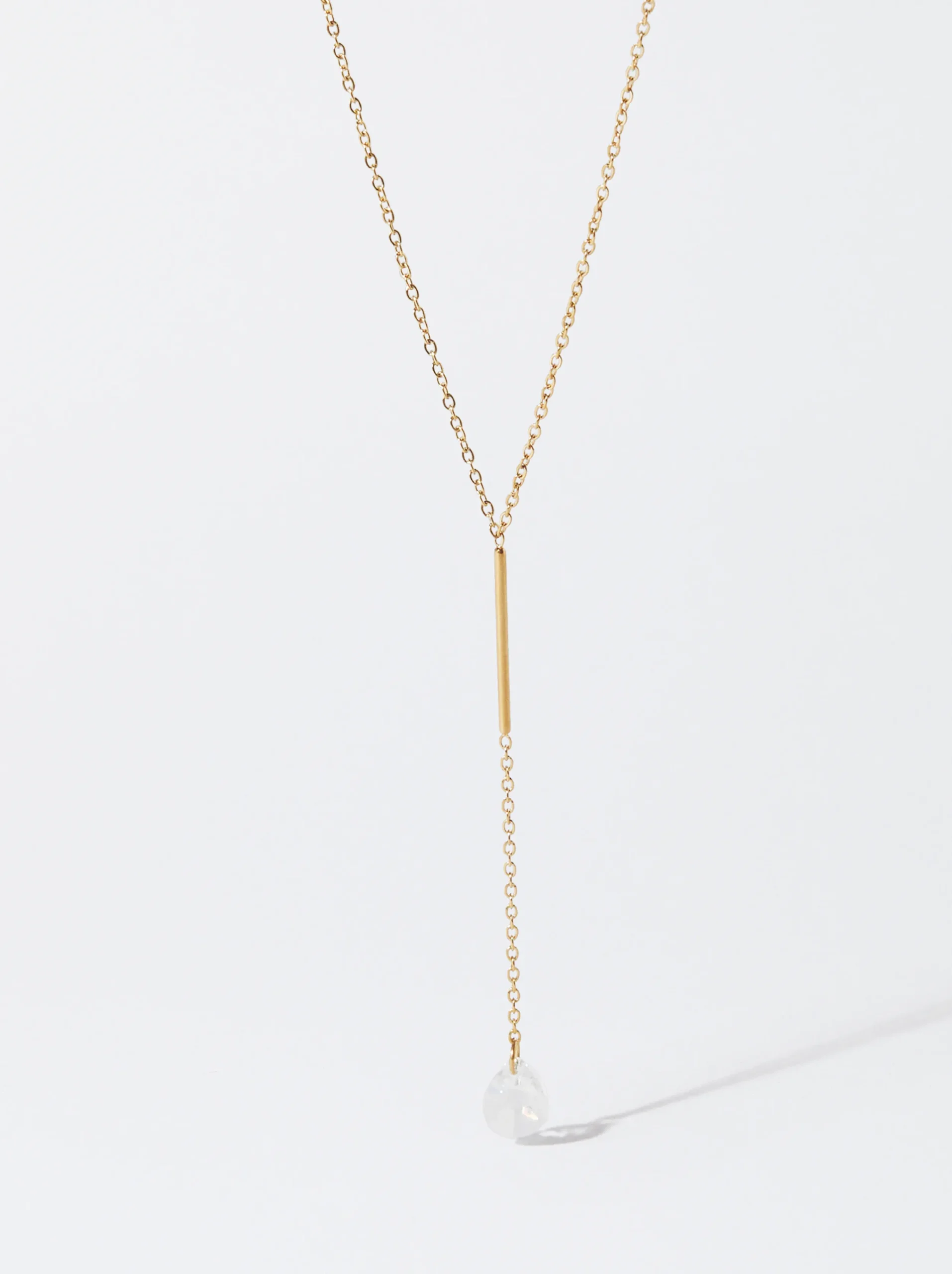 PARFOIS Collar De Acero Con Cristales Dorado Discount