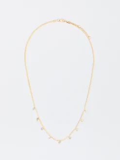 PARFOIS Collar De Acero Con Cristales Dorado New