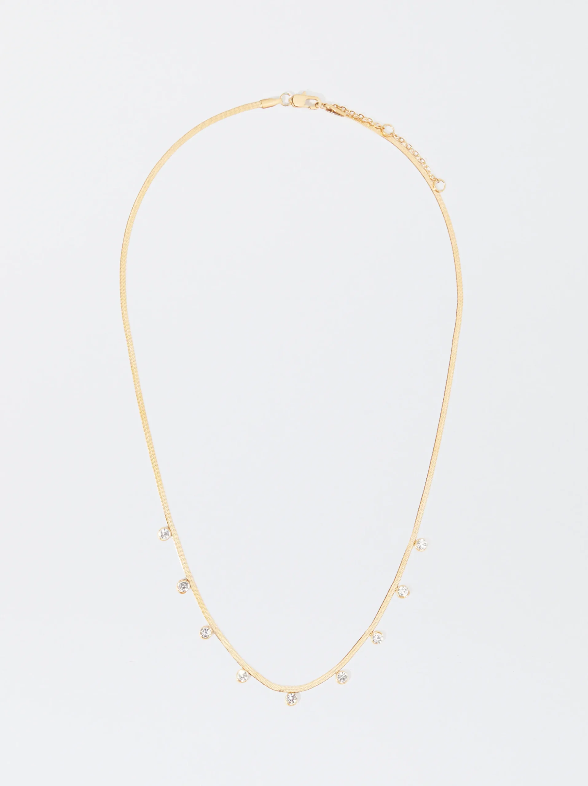 PARFOIS Collar De Acero Con Cristales Dorado New