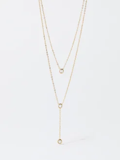 PARFOIS Collar De Acero Con Cristales Dorado Flash Sale