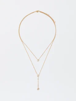 PARFOIS Collar De Acero Con Cristales Dorado Flash Sale