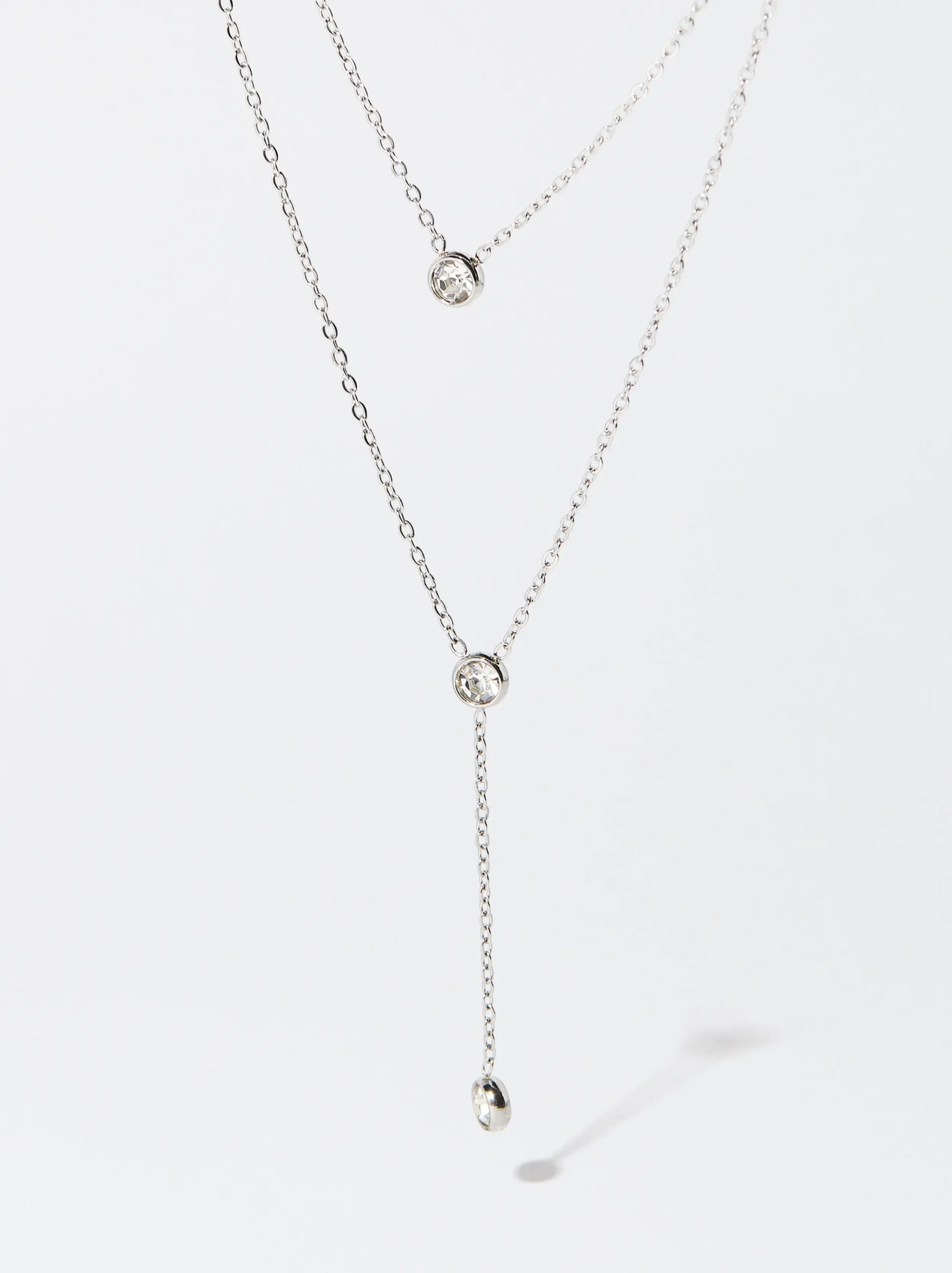 PARFOIS Collar De Acero Con Cristales Plateado Outlet