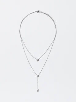 PARFOIS Collar De Acero Con Cristales Plateado Outlet